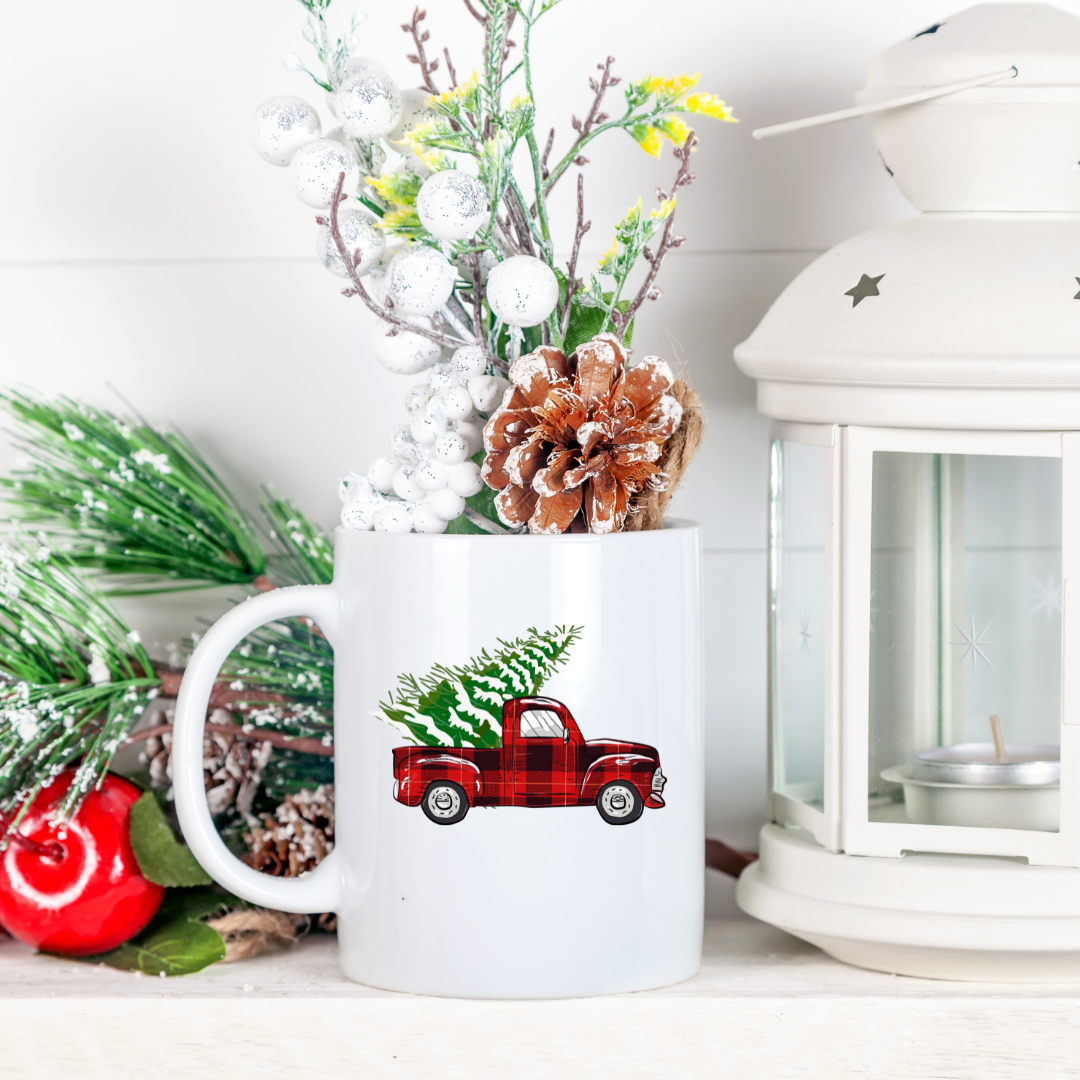 Red Truck Christmas Tree Mug