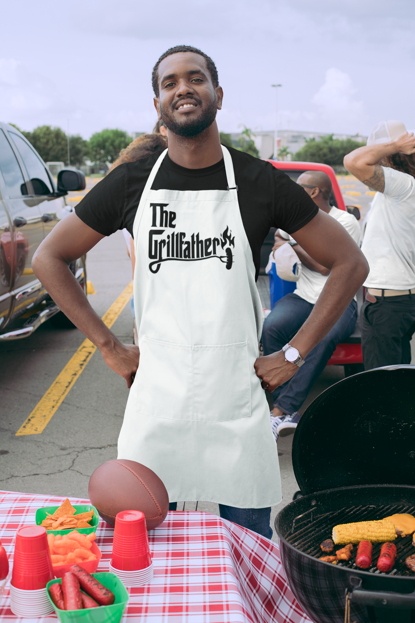 "The Grillfather" Apron & Chef Hat