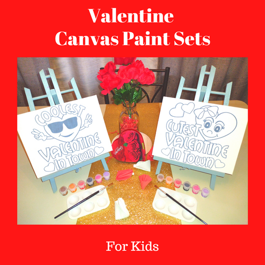 Kids Valentine Canvas Paint Sets